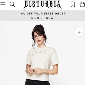 Disturbia Women's White Celestial Short Sleeve Tee